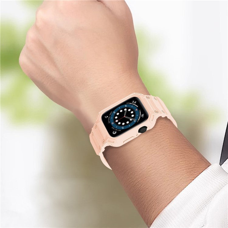 For Apple Watch Series 10 42mm Strap Soft TPU Watch Band with Integrated Watch Case - Pink