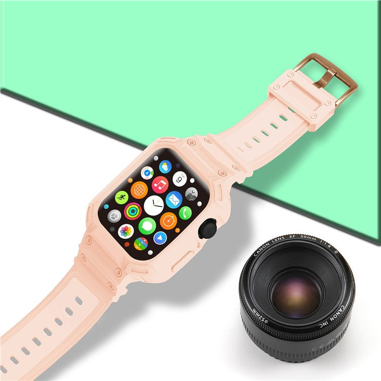 For Apple Watch Series 10 42mm Strap Soft TPU Watch Band with Integrated Watch Case - Pink