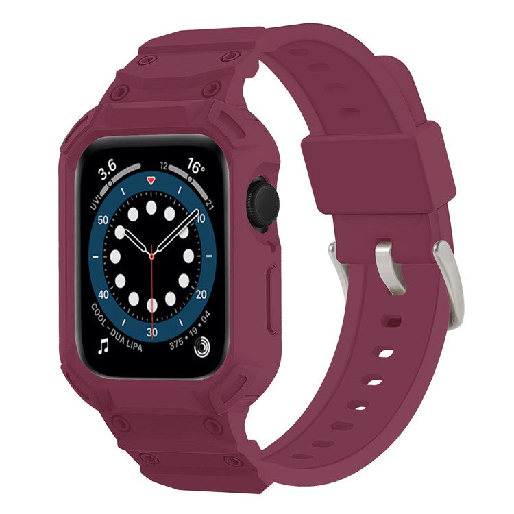 For Apple Watch Series 10 42mm Strap Soft TPU Watch Band with Integrated Watch Case - Plum