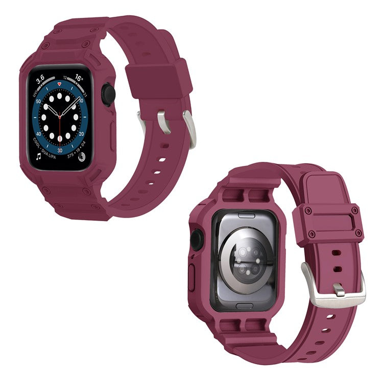 For Apple Watch Series 10 42mm Strap Soft TPU Watch Band with Integrated Watch Case - Plum