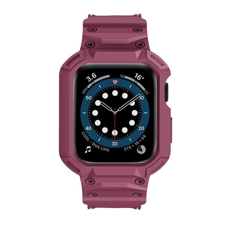 For Apple Watch Series 10 42mm Strap Soft TPU Watch Band with Integrated Watch Case - Plum