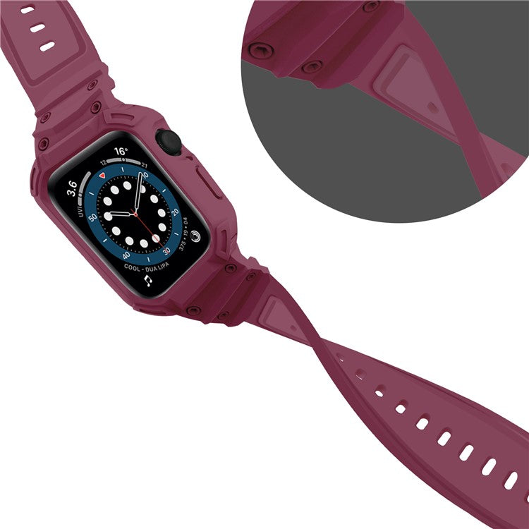 For Apple Watch Series 10 42mm Strap Soft TPU Watch Band with Integrated Watch Case - Plum