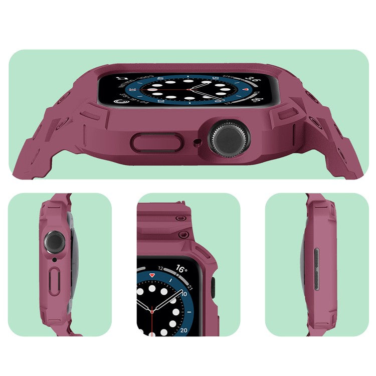 For Apple Watch Series 10 42mm Strap Soft TPU Watch Band with Integrated Watch Case - Plum
