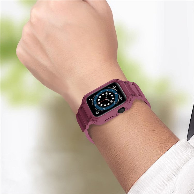 For Apple Watch Series 10 42mm Strap Soft TPU Watch Band with Integrated Watch Case - Plum