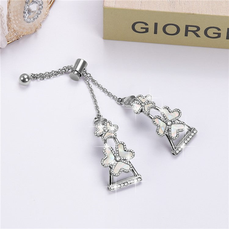 Metal Band For Garmin D2 Air X10 / Bounce Heart Clover Decor Watch Strap - Silver