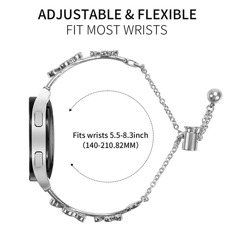 Metal Band For Garmin D2 Air X10 / Bounce Heart Clover Decor Watch Strap - Silver