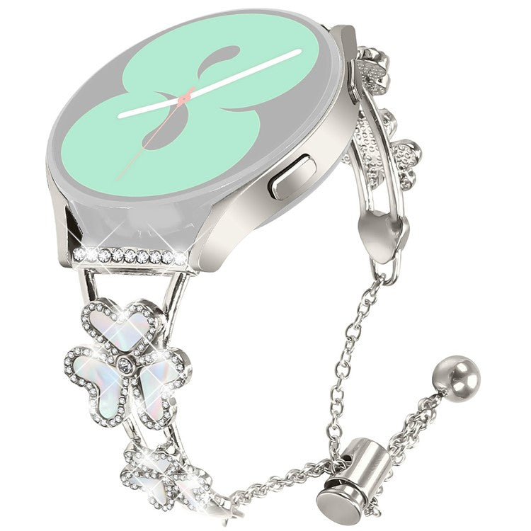 Metal Band Heart Clover Decor For Garmin vivomove Trend / Venu Sq 2 Watch Bracelet Replacement - Starlight