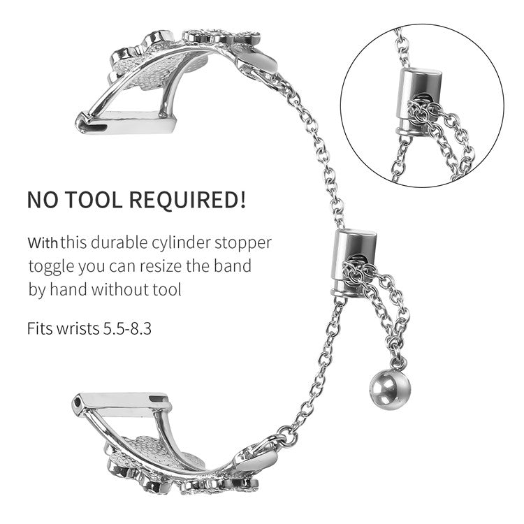 Metal Band For Garmin Vivomove Sport / Venu 2 Plus Heart Clover Decor Watch Strap - Silver