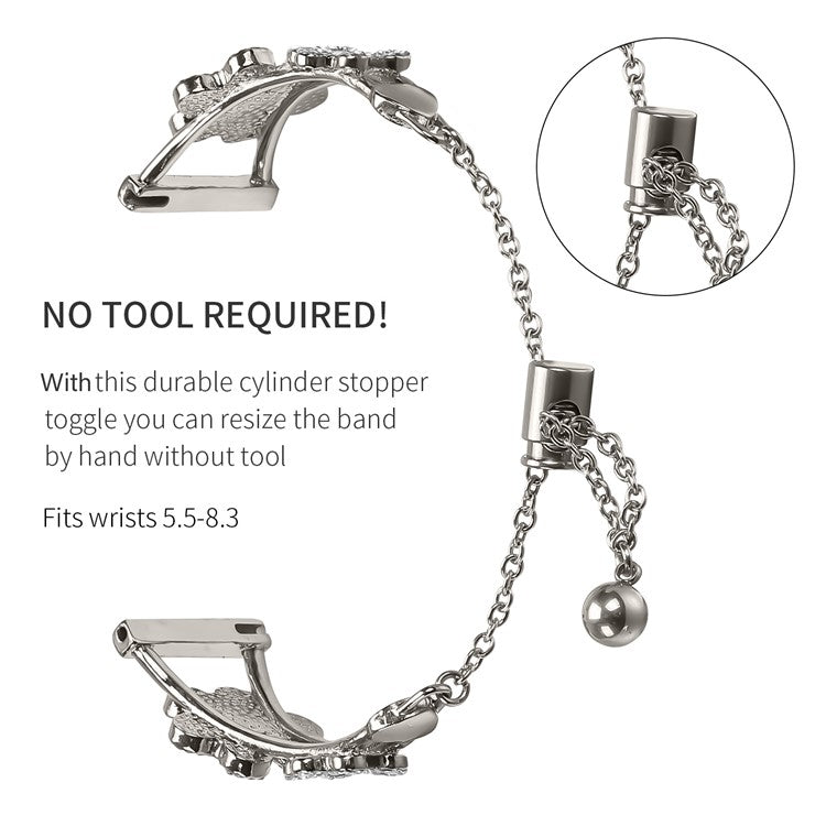 Metal Band Heart Clover Decor For Garmin Approach S40 / Forerunner 158 Watch Bracelet Replacement - Starlight