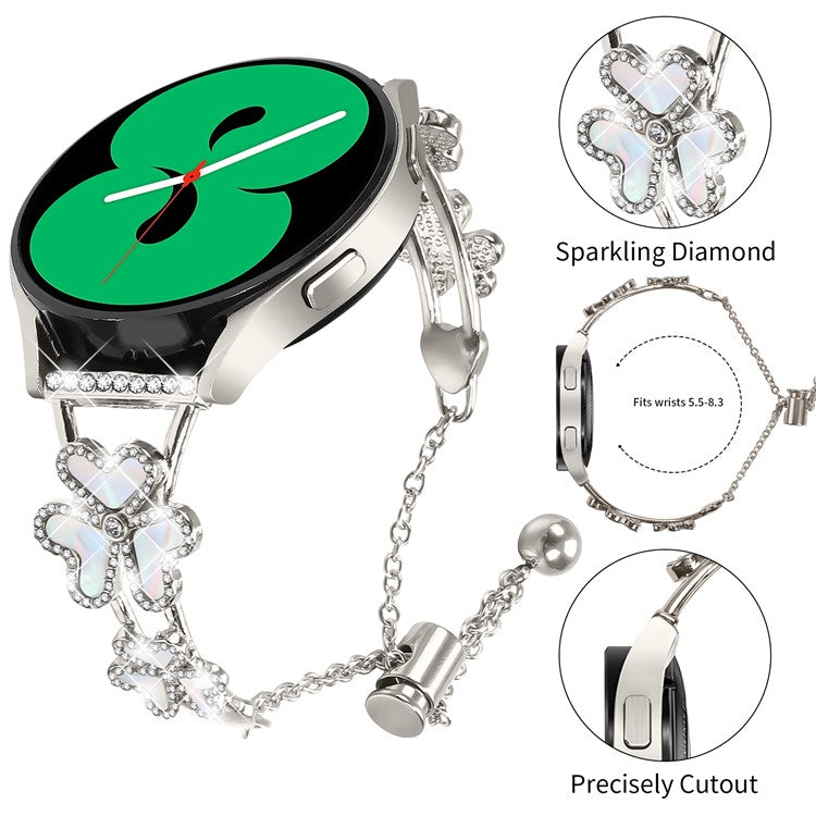 Metal Band Heart Clover Decor For Garmin Forerunner 245 / 245 Music Watch Bracelet Replacement - Starlight