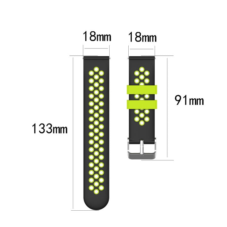 Dual Color Round Holes Silicone Smart Watch Strap Replacement Watchband 18mm for Garmin vivomove 3S/vivoactive 4S - Blue/White
