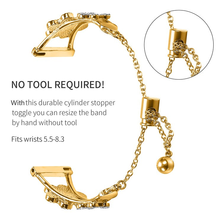 Metal Band Heart Clover Decor For Garmin Instinct 2S Watch Bracelet Replacement - Gold