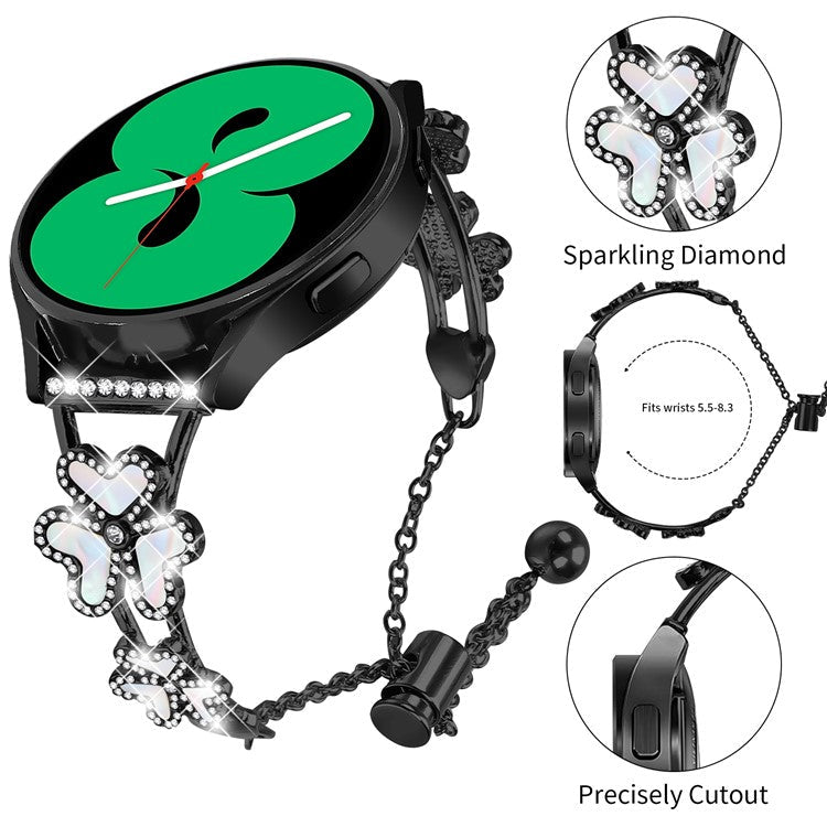 Metal Band Heart Clover Decor For Huawei Watch GT 3 Pro 43mm Watch Bracelet Replacement - Black