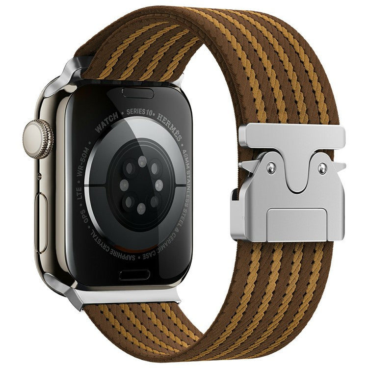 KALEBOL Nylon Watch Band for Apple Watch Series 10 Ultra 9 8 7 SE 6 5 4 3 2 1 46mm 49mm 45mm 44mm 42mm Wrist Strap - Brown+Khaki