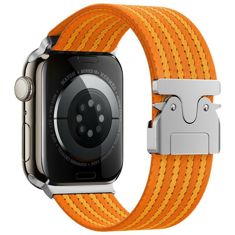 KALEBOL Nylon Watch Band for Apple Watch Series 10 9 8 7 SE 6 5 4 3 2 1 42mm 41mm 40mm 38mm Parachute Buckle Strap - Orange+Yellow