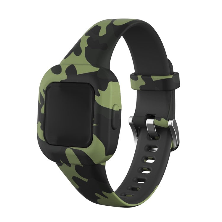 Soft Silicone Smart Watch Strap Replacement Watch Band for GarminFit JR3 - Camouflage Green