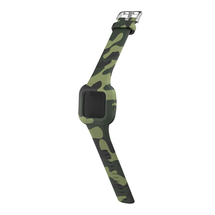 Soft Silicone Smart Watch Strap Replacement Watch Band for GarminFit JR3 - Camouflage Green