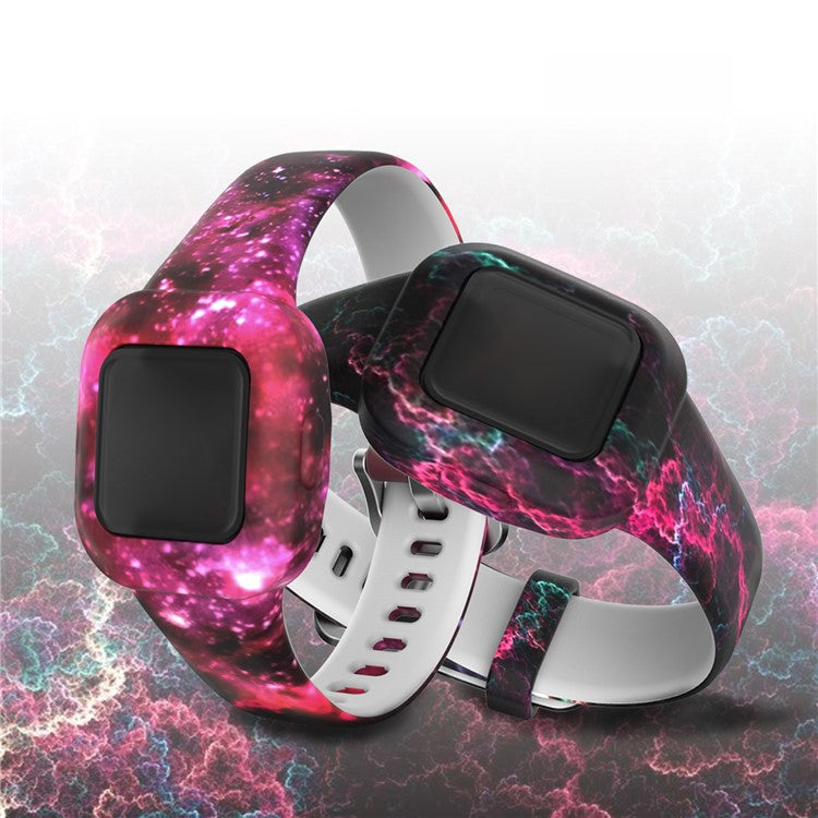 Soft Silicone Smart Watch Strap Replacement Watch Band for GarminFit JR3 - Camouflage Green