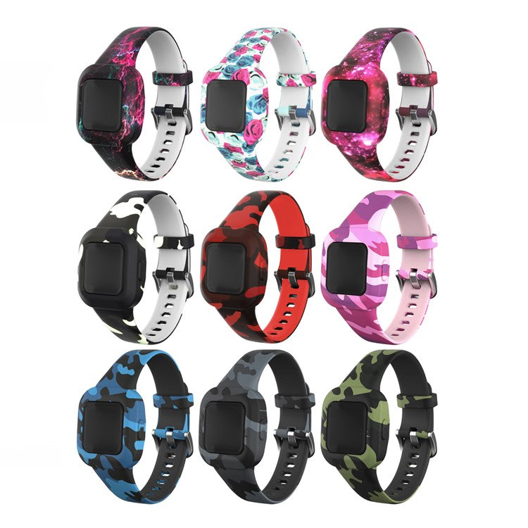 Soft Silicone Smart Watch Strap Replacement Watch Band for GarminFit JR3 - Camouflage Green