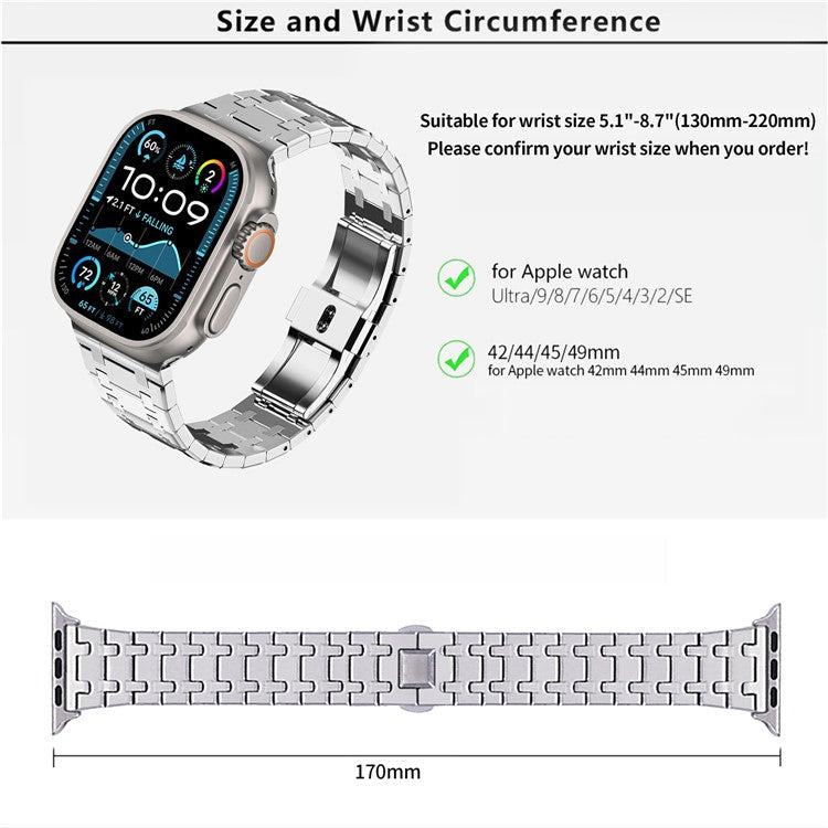 KALEBOL Stainless Steel Watch Band for Apple Watch Series 10 Ultra 9 8 7 SE 6 5 4 3 2 1 46mm 49mm 45mm 44mm 42mm Metal Wrist Strap - Black