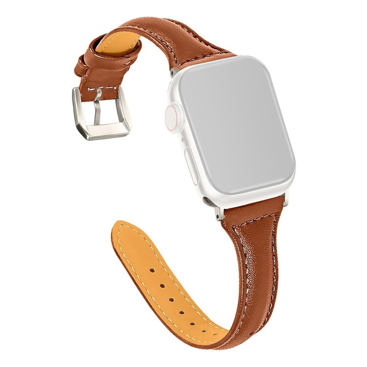 KALEBOL Genuine Cow Leather Band for Apple Watch Series 10 9 8 7 SE 6 5 4 3 2 1 42mm 41mm 40mm 38mm Women Watch Strap - Dark Brown