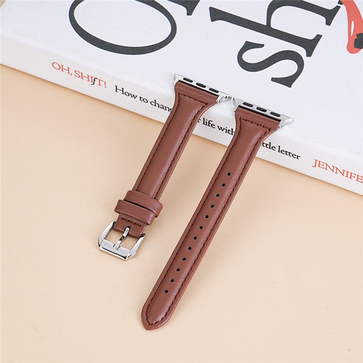 KALEBOL Genuine Cow Leather Band for Apple Watch Series 10 9 8 7 SE 6 5 4 3 2 1 42mm 41mm 40mm 38mm Women Watch Strap - Dark Brown