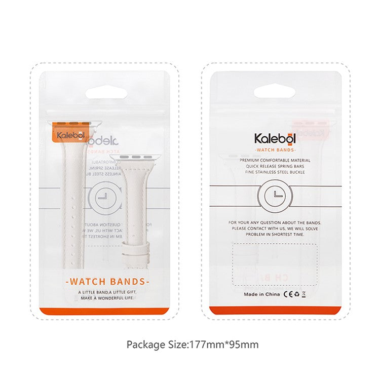 KALEBOL Genuine Cow Leather Band for Apple Watch Series 10 9 8 7 SE 6 5 4 3 2 1 42mm 41mm 40mm 38mm Women Watch Strap - Dark Brown