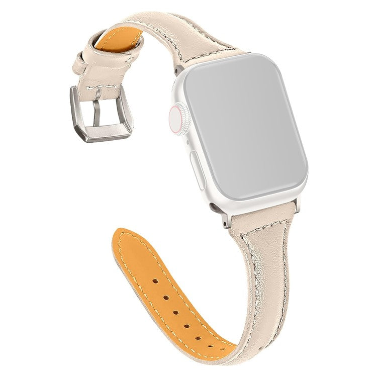 KALEBOL Genuine Cow Leather Band for Apple Watch Series 10 Ultra 9 8 7 SE 6 5 4 3 2 1 46mm 49mm 45mm 44mm 42mm Women Watch Strap - Apricot