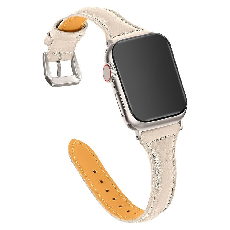 KALEBOL Genuine Cow Leather Band for Apple Watch Series 10 Ultra 9 8 7 SE 6 5 4 3 2 1 46mm 49mm 45mm 44mm 42mm Women Watch Strap - Apricot