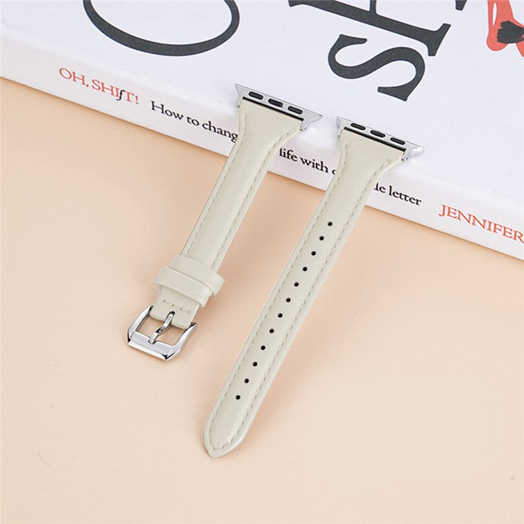 KALEBOL Genuine Cow Leather Band for Apple Watch Series 10 Ultra 9 8 7 SE 6 5 4 3 2 1 46mm 49mm 45mm 44mm 42mm Women Watch Strap - Apricot