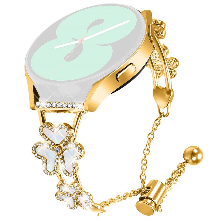 For Huami Amazfit GTS 2 mini Watch Strap Replacement Metal Band Heart Clover Decor - Gold