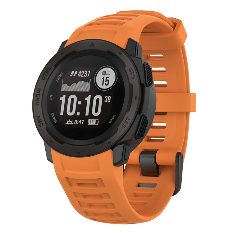 Silicone Watch Band for Garmin Instinct Tactical / Instinct Tide / Instinct 2 / Instinct Wrist Strap with Black Buckle - Yellow