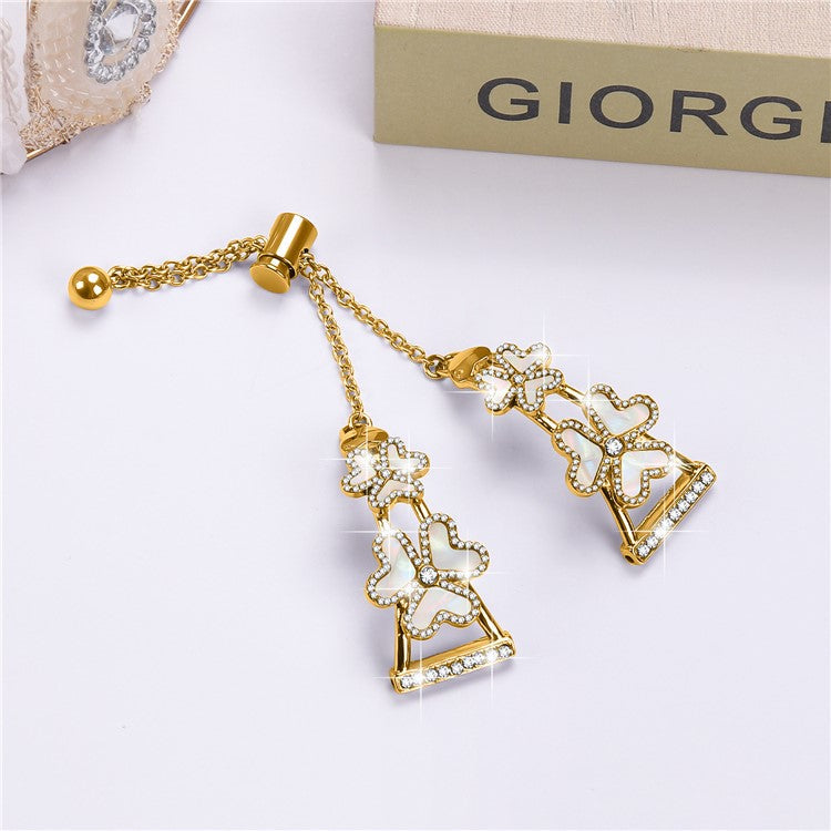 For Gabb Watch 3 Metal Band Replacement Watch Strap Heart Clover Decor - Gold