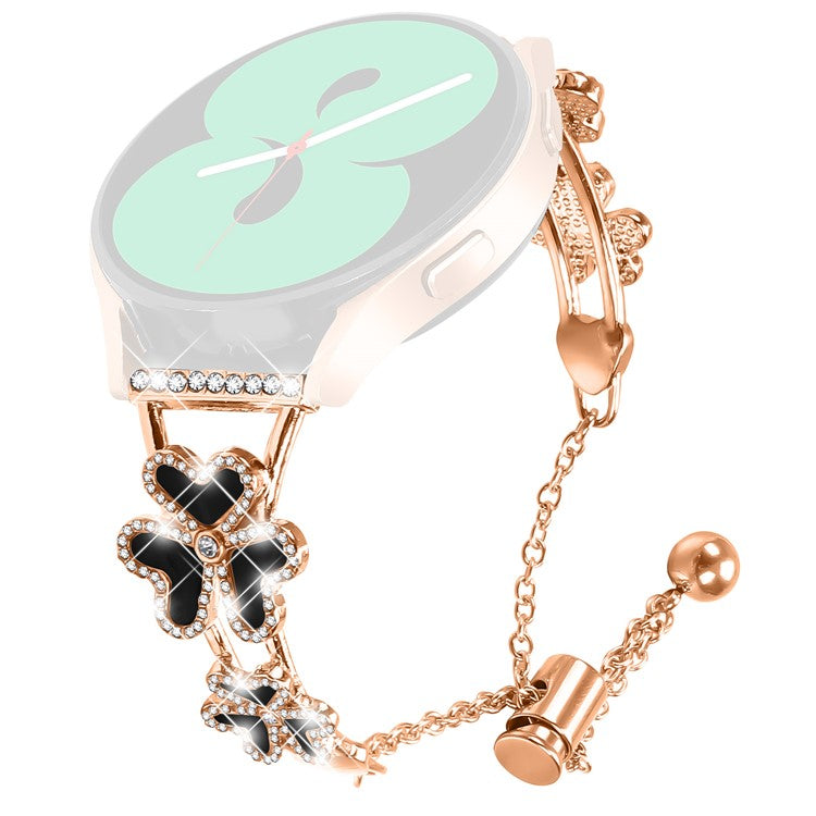 Watch Strap for Haylou RS4 Plus LS11 Replacement Metal Band Heart Clover Decor - Rose Gold