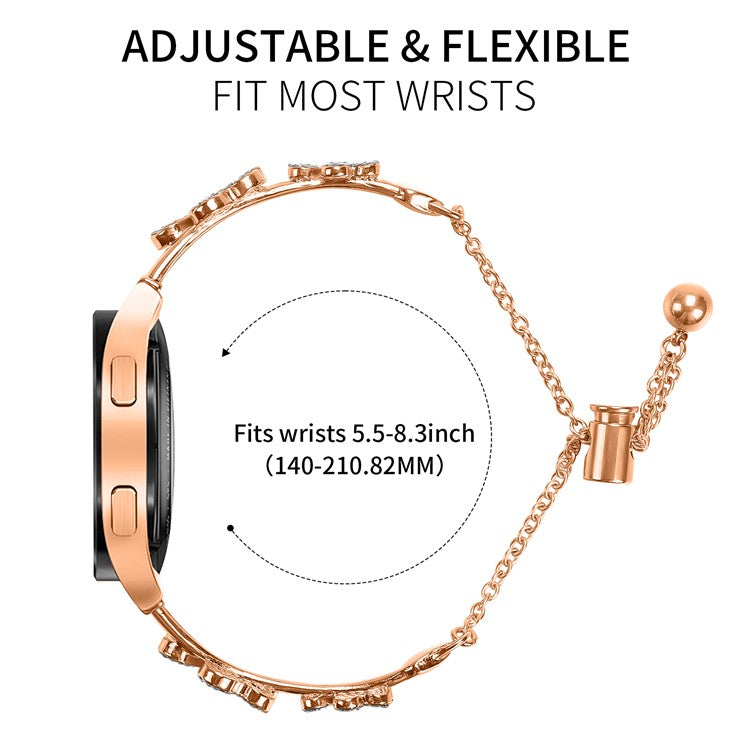 Watch Strap for Haylou RS4 Plus LS11 Replacement Metal Band Heart Clover Decor - Rose Gold