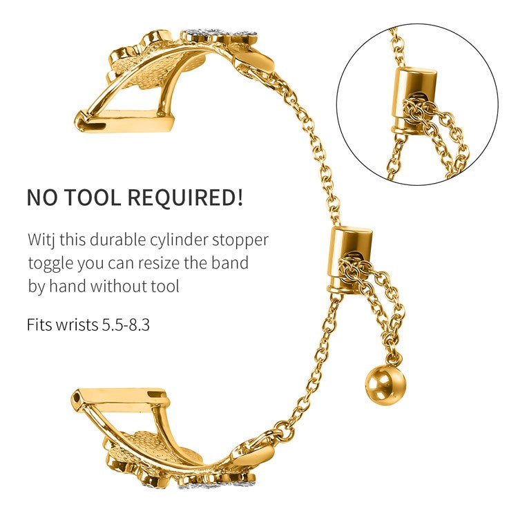 For Realme TechLife Watch S100 Metal Band Replacement Watch Strap Heart Clover Decor - Gold