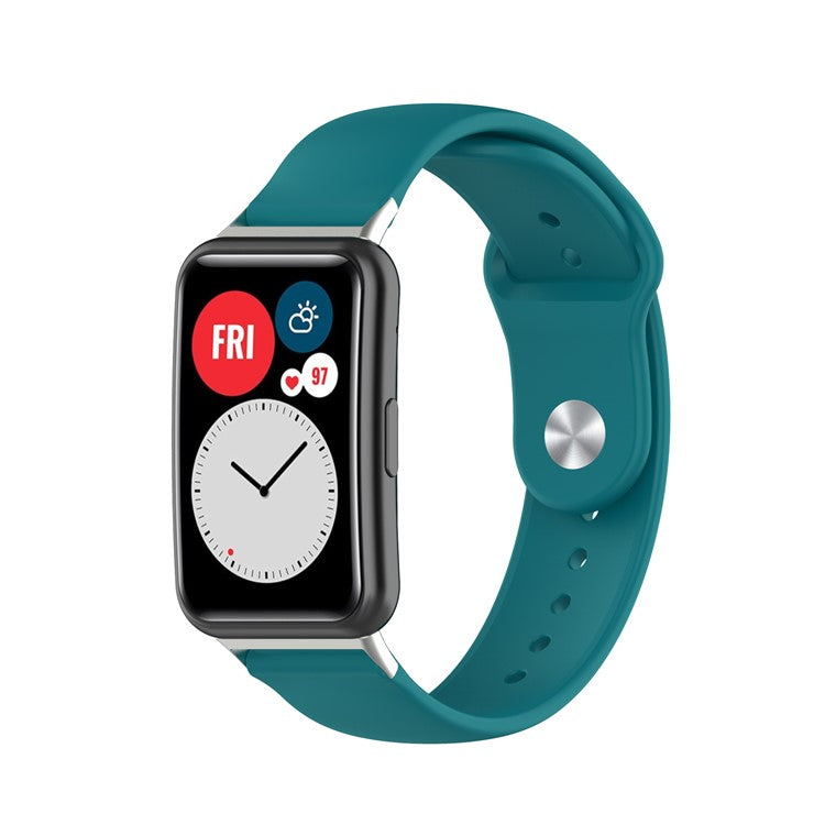 Solid Color Silicone Adjustable Watch Band Strap Replacement for Huawei Watch Fit - Green