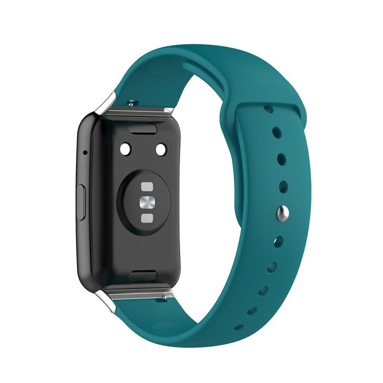 Solid Color Silicone Adjustable Watch Band Strap Replacement for Huawei Watch Fit - Green