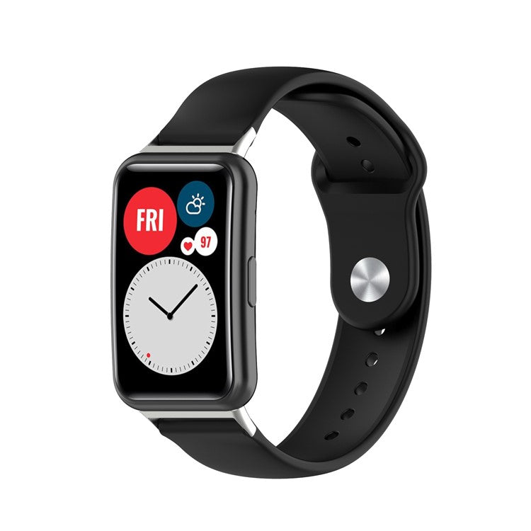 Solid Color Silicone Adjustable Watch Band Strap Replacement for Huawei Watch Fit - Dark Blue