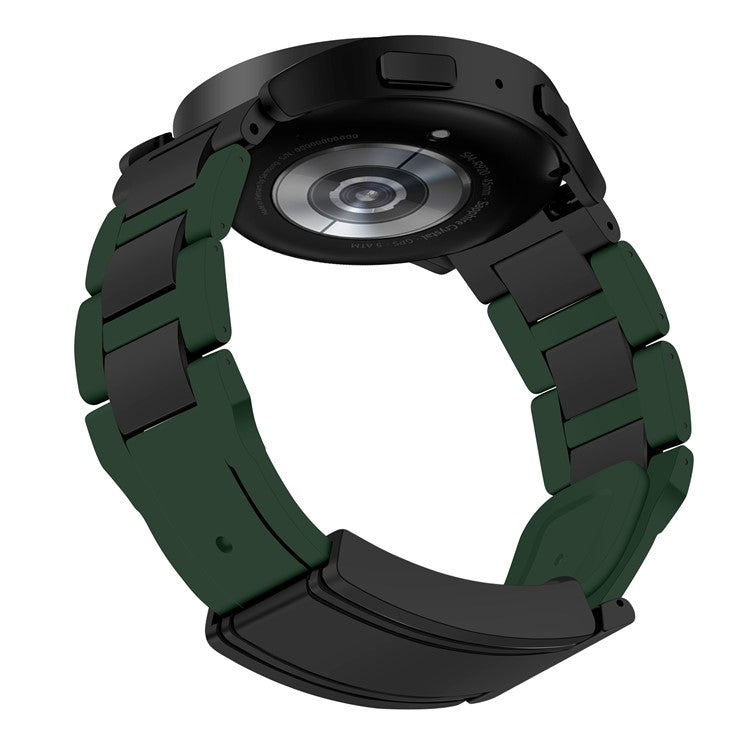 20mm Watch Band For Samsung Galaxy Watch7 44mm  /  40mm  /  Galaxy Watch FE 40mm T-Type Magnetic Clasp Stainless Steel Rubber Strip - Green  /  Black