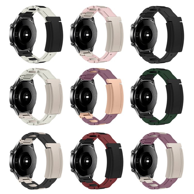 20mm Watch Band For Samsung Galaxy Watch7 44mm  /  40mm  /  Galaxy Watch FE 40mm T-Type Magnetic Clasp Stainless Steel Rubber Strip - Green  /  Black