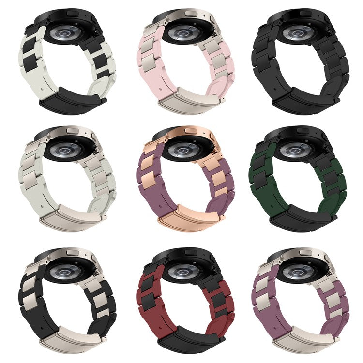 20mm Watch Band For Samsung Galaxy Watch7 44mm  /  40mm  /  Galaxy Watch FE 40mm T-Type Magnetic Clasp Stainless Steel Rubber Strip - Green  /  Black