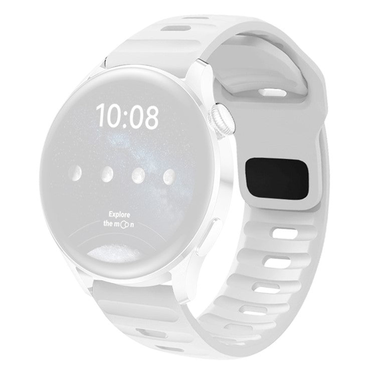 22mm Watch Band For Huawei Watch GT 5 Pro / GT 5 / GT 4 46mm Quick Release Square Buckle Silicone Strip - White