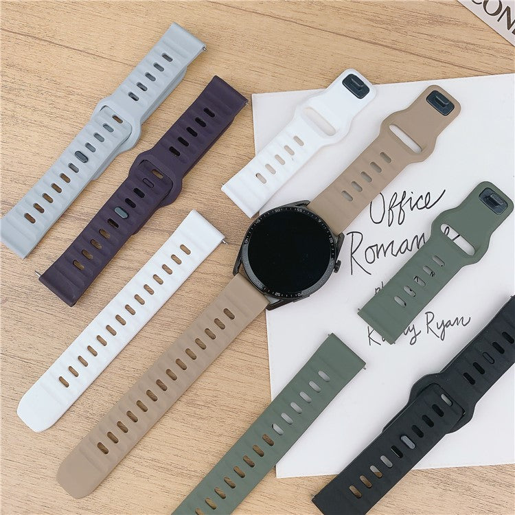 22mm Watch Band For Huawei Watch GT 5 Pro / GT 5 / GT 4 46mm Quick Release Square Buckle Silicone Strip - White