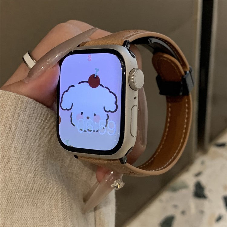 Cartoon Dog Design Strap for Apple Watch Series 10 9 8 7 SE 6 5 4 3 2 1 42mm 41mm 40mm 38mm Watch Band - Yellow