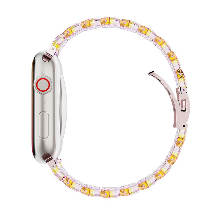 Watch Band for Apple Watch Series 10 9 8 7 SE 6 5 4 3 2 1 42mm 41mm 40mm 38mm Electroplated PC Glitter Sparkle Strap - Transparent Black Glitter