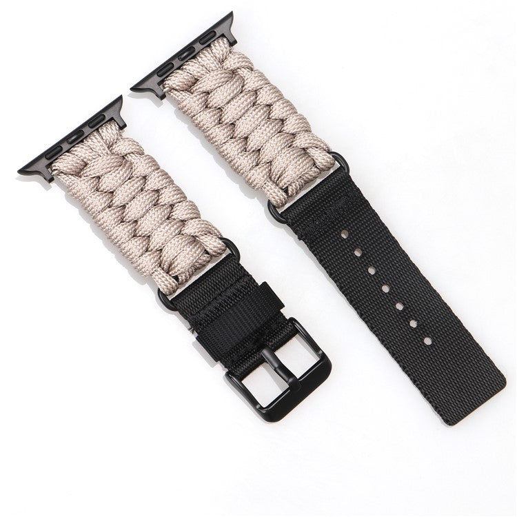 Nylon Watch Strap for Apple Watch Series 10 Ultra 9 8 7 SE 6 5 4 3 2 1 46mm 49mm 45mm 44mm 42mm Single Loop Wristband - Light Grey