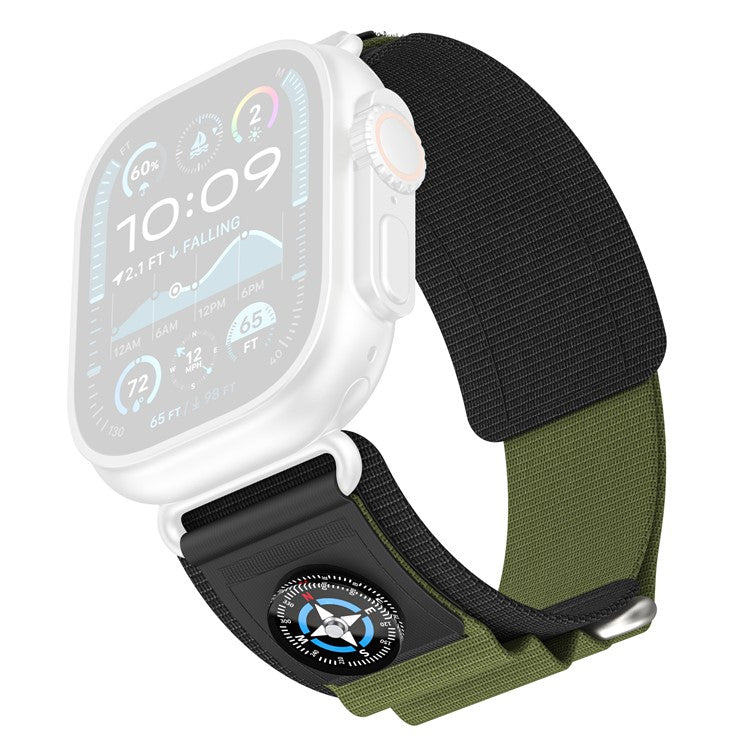 Replacement Strap for Apple Watch Series 10 Ultra 9 8 7 SE 6 5 4 3 2 1 46mm 49mm 45mm 44mm 42mm Watch Band with Compass - Army Green