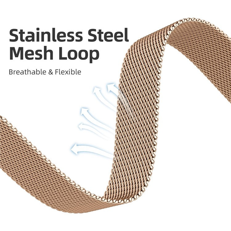 Watch Band For Apple Watch Series 10 9 8 7 SE 6 5 4 3 2 1 42mm 41mm 40mm 38mm Milanese Loop Magnetic Clasp Stainless Steel Metal Strap - Rose Gold