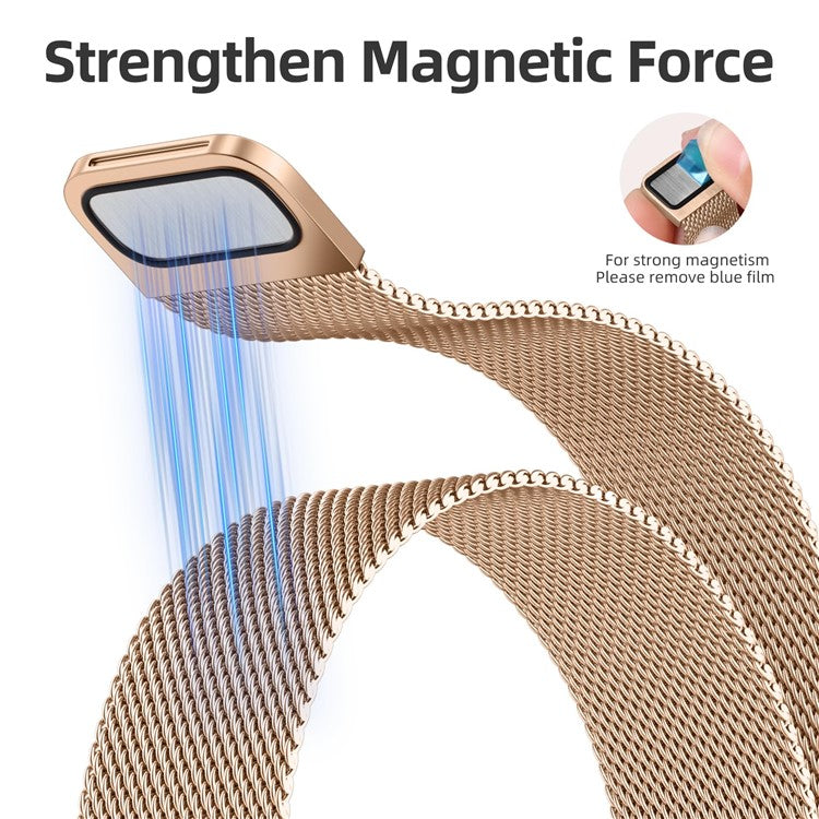 Watch Band For Apple Watch Series 10 9 8 7 SE 6 5 4 3 2 1 42mm 41mm 40mm 38mm Milanese Loop Magnetic Clasp Stainless Steel Metal Strap - Rose Gold